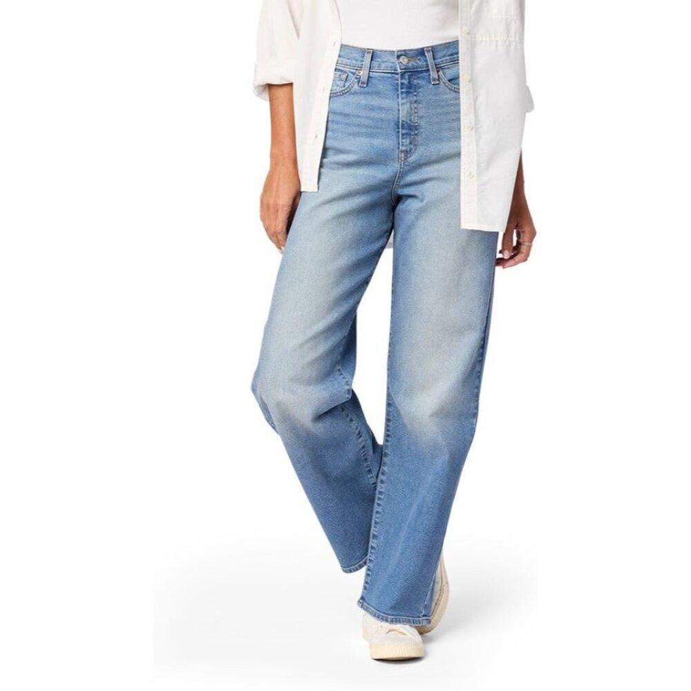 Women's High-Rise Loose Straight Jeans Stretch Denim Comfortable Casual
